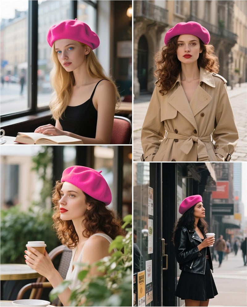 CKYPTFK Beret Hats for Women Holiday Wool French Style-Black/Red Church Hat-Clueless Outfit & Men's Beret - Image 5